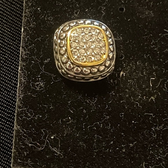 L'Amour Silver and Gold Square Earrings - Picture 2 of 3